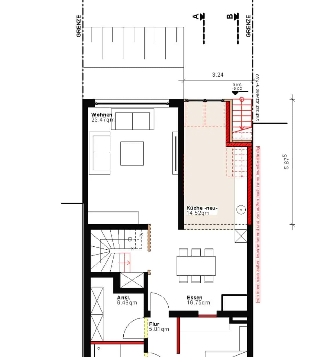 Grundriss Planung Herten Anbau