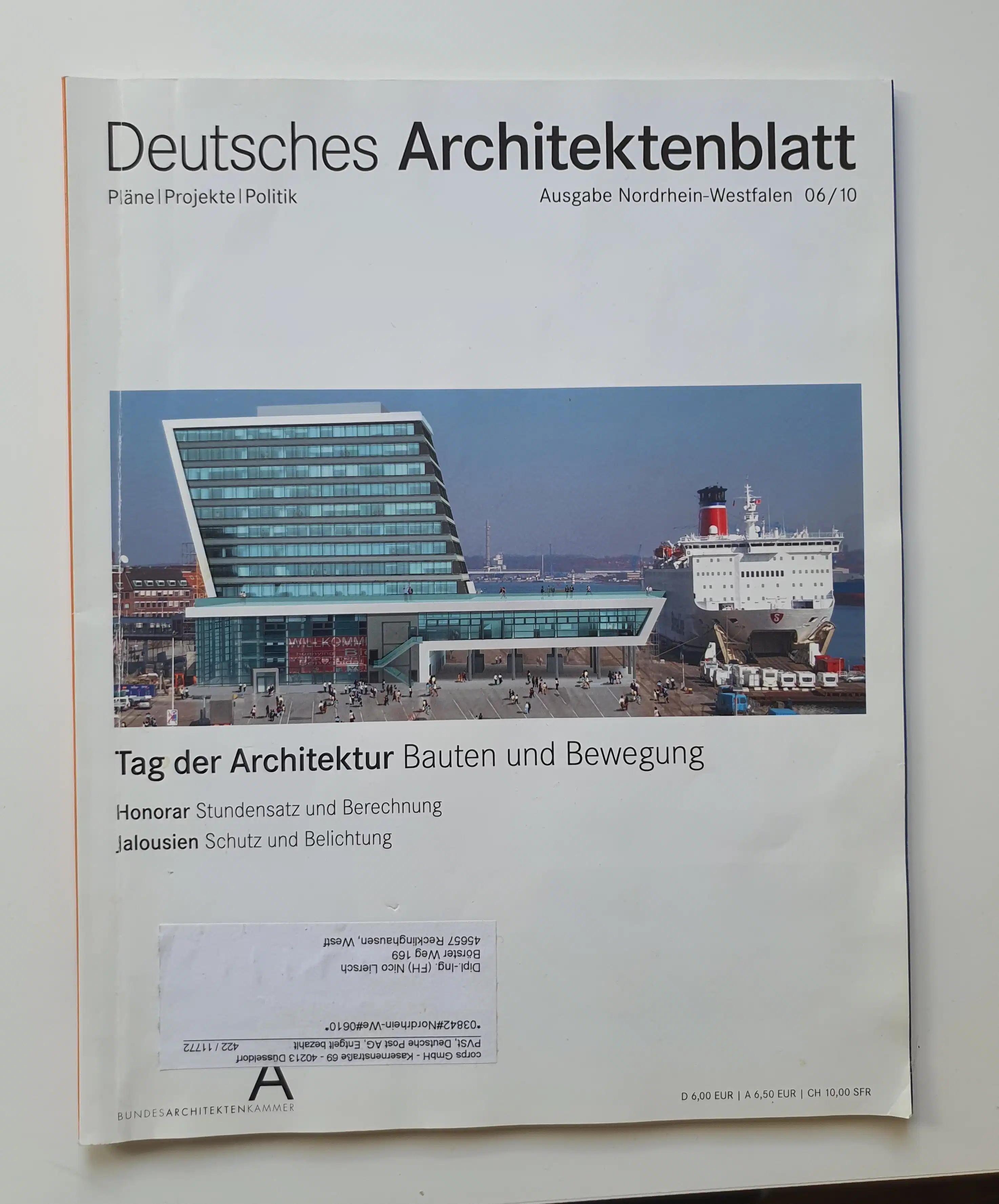 Deutsches Architektenblatt Cover 2010
