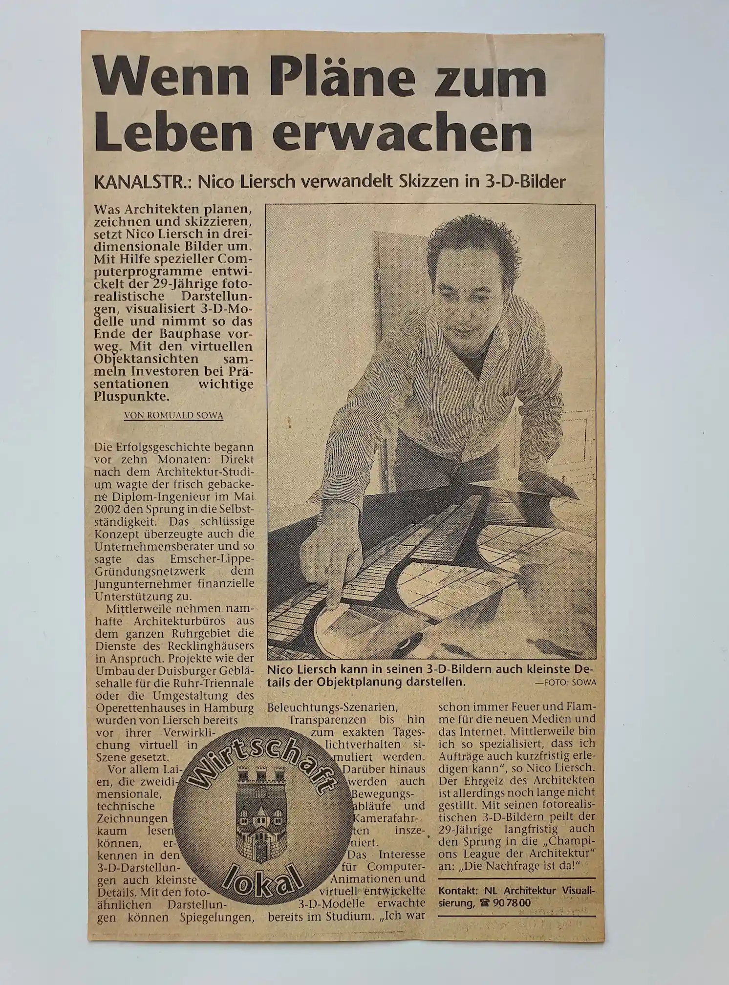 WAZ Artikel 2003 3D-Visualisierung